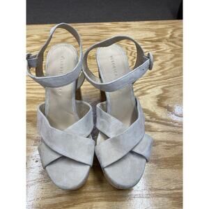 Veronica Beard Platform Heels Women's 9M Ivory Suede Criss Cross Preppy S56